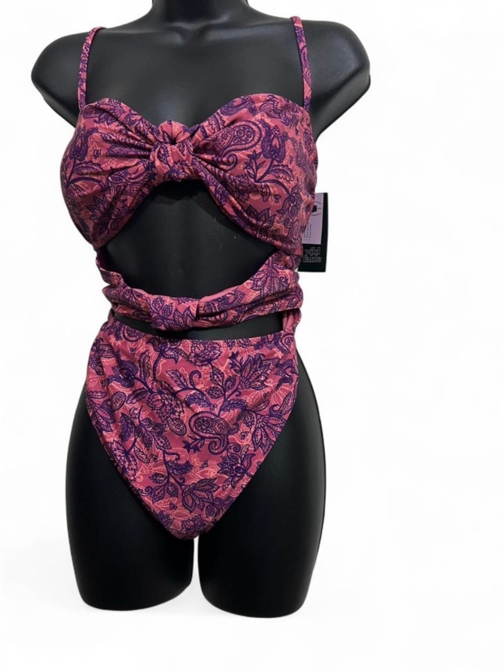 Wild Fable Pink Paisley Cutout Bikini- One Piece - Picture 2 of 5